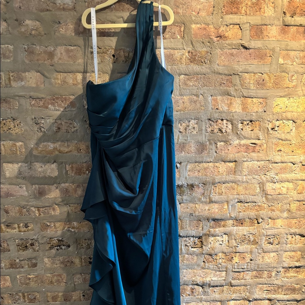 Azazie Satin Stretch in Pine - size A14